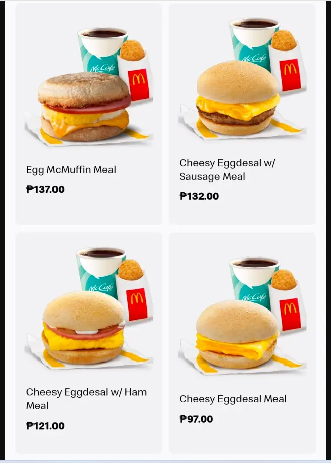 McDonald's Breakfast Menu Philippines