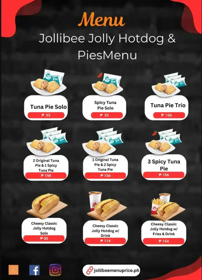 Jollibee Jolly Hotdog & Pies Menu 