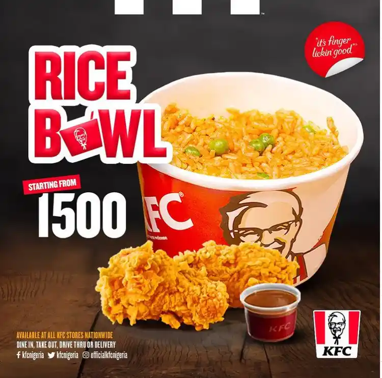 KFC Rice Bowls Menu