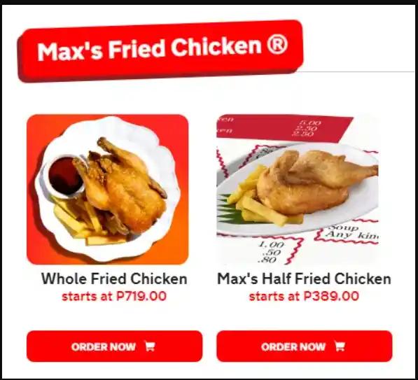 Max’s Fried Chicken Menu 