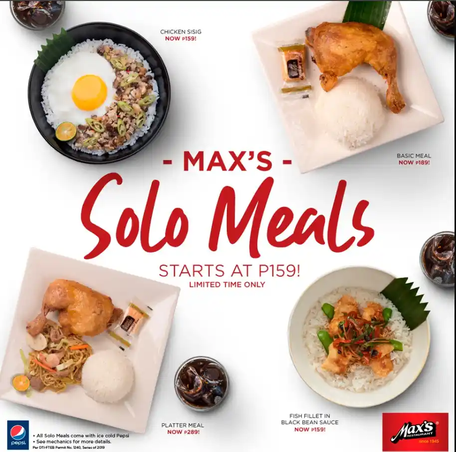 Max’s Solo Meal Menu 