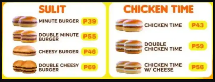 Minute Burger Sulit Menu Prices