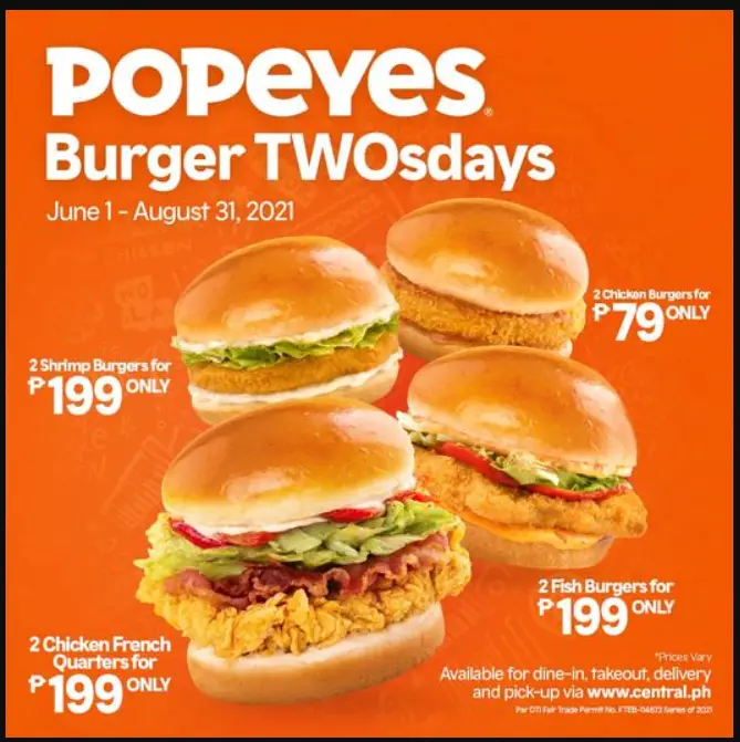 Popeyes Burgers Menu