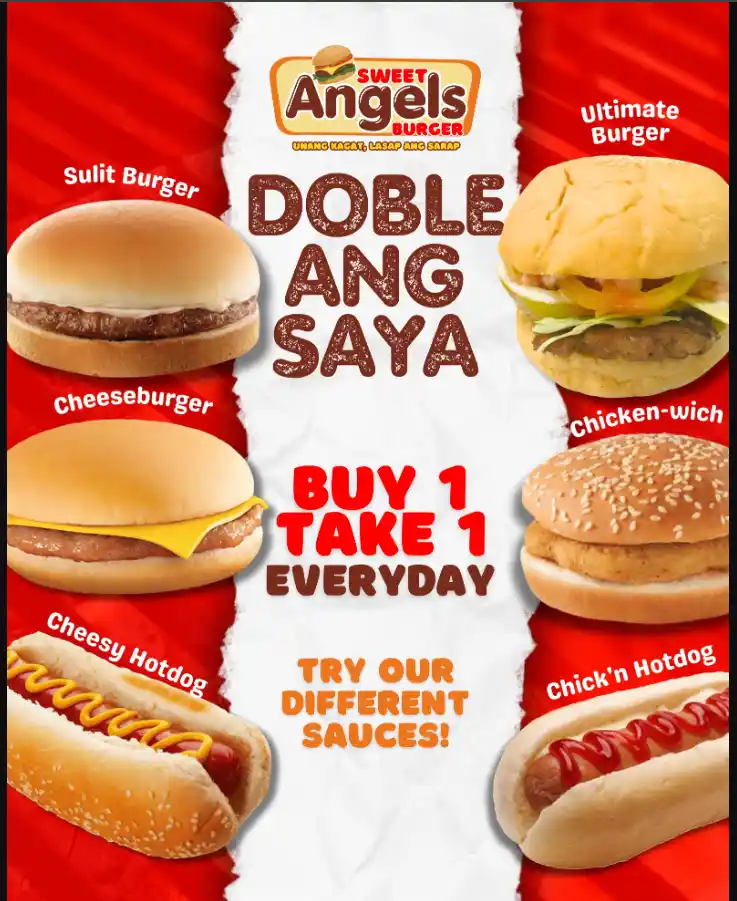 Angel’s Burger Buy 1 Take 1 Burger Menu